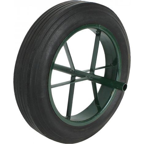 Linxor – Roue pleine pour brouette – Ø 38.5 cm – Largeur 6.5 cm – Axe 20 mm – Charge max 180 kg – Caoutchouc dur increvable