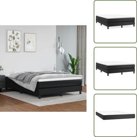 Boxspringbett mit Matratze Schwarz 140x200 cm Kunstleder - Boxspringbett - Doppelbett - Bettenrahmen - Kunstlederbett - Schwarzes Bett (1/5)