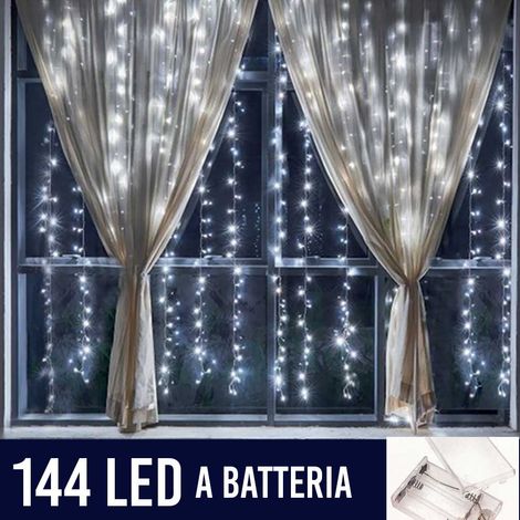 Tenda Luminosa Natalizia per Finestre 144 LED set 2 Tende 120cm Bianco Freddo (1/3)
