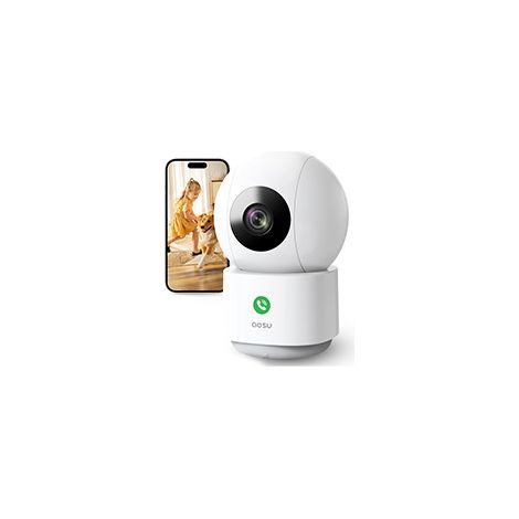 AOSU Telecamera WIFI Interno, 2K Videocamera Sorveglianza Interno, Chiamata One-touch, Rotazione a 360°, Visione Notturna, Tracciamento del Movimento, Audio Bi-direzionale, 5G/2.4GHz Wi-Fi (1/5)