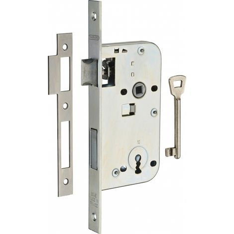 Thirard – Serrure encastrable à clé pour porte de chambre – Axe 50mm – Pêne zingué – 1 clé incluse – Mécanisme 2 tours – Variures 10