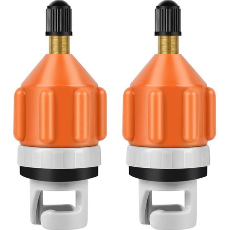 2 pièces adaptateur gonfleur paddle, vertical gonfleur matelas gonflable, adaptateur de valve pour moteur de paddleboard vertical de kayak, valve de pompe à air pour paddleboard gonflable (orange). (1/5)