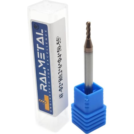 Fresa radiale in metallo duro integrale 2 x R0.2 x 4D x 50 mm 55 HRC (1/3)