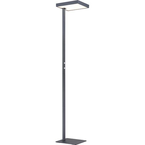 Stehlampe LED Deckenfluter Leselampe Metall schwarz matt Drehdimmer H 184 cm