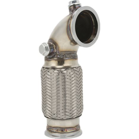 Tube de descente 90° avec soufflet flexible, raccord V-Band 2.5 pouces vers V-Band, acier inoxydable, pièce de modification. (1/5)