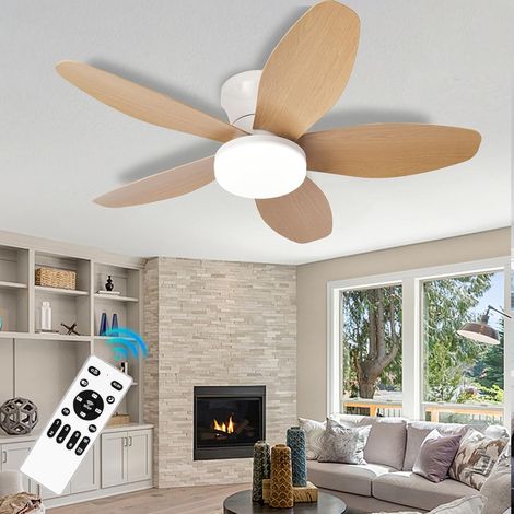Silencieux Réglable Led Lampe Ventilateur de plafond à 5 pales Ventilateur de plafond pour Bureau, Réversible, Moteur CC-Blanc-Bois [Classe énergétique D] (1/5)