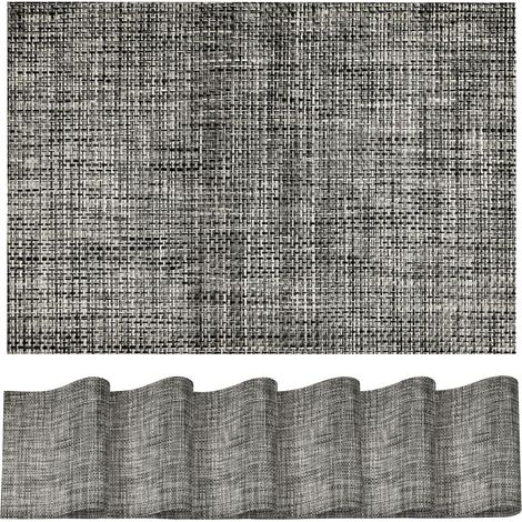 Lot de 6 sets de table en vinyle PVC tissé gris dégradé, lavable, résistant à la chaleur, antidérapant. (1/5)