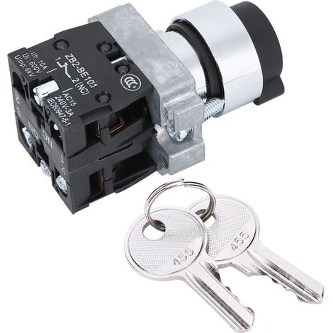 Commutateur à clé à 2 positions, verrouillage électrique à réarmement automatique, conversion, verrouillage par rotation + clé ZB2-BE101 ZB2-BE102C (1/5)