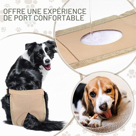 Couches pour Chien Culottes pour Chien Menstruelles Hygiénique Femelle de Protection Ajustable avec Serviettes Hygiéniques(XL) (1/4)