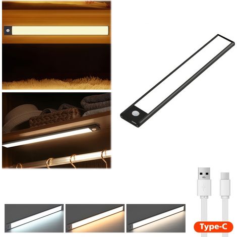 Lámpara LED recargable por USB con sensor de movimiento — Ideal para cocinas o armarios — Barra LED de 30 cm