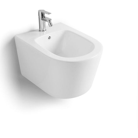 Wandbidet Aus Weisser Sanitärkeramik, Abgerundete Form  Blues