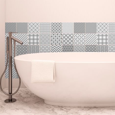 Sticker Mural Carrelage adhésif Cuisine Salle de Bain - 30 STICKERS CARRELAGES SCANDINAVE GOTEBORG - 30stickers10x10cm (1/5)