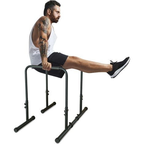 Station de dips réglable en hauteur, barres parallèles en métal noir, charge 249 kg, pour entraînement à domicile ou en salle, pliable et compacte, CHICFURN (1/5)