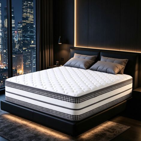 Matelas 140x190 Épaisseur 30 cm Luxe Matelas à Mousse à Mémoire De Forme et Ressorts Ensachés Indépendant, Dureté Moyenne, Durable, Respirant - Soutien Ergonomique, Certifié Oeko-TEX