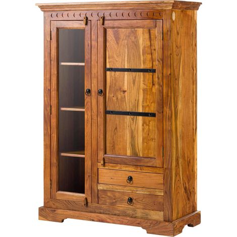 Vitrine Akazie 110x45x155 honig  lackiert OXFORD 0425