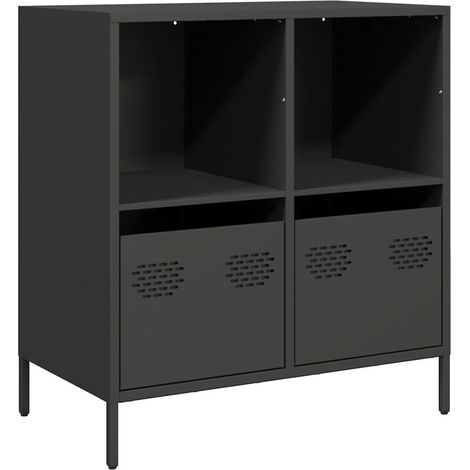 Buffet，Bahut，Meuble de Rangement noir 68x39x73,5 cm acier laminé à froid CFW61280 (1/5)