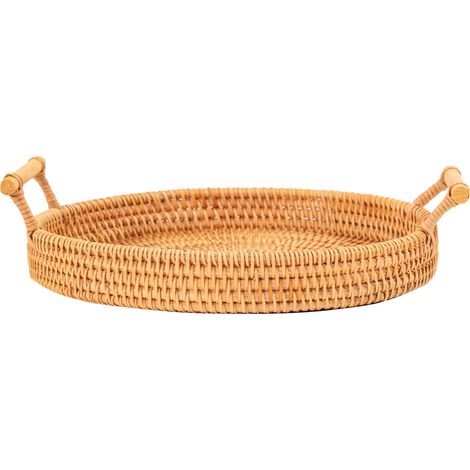 Corbeille Ronde en Rotin Tressé à Main pour Pain, Fruits, Desserts - Diamètre 24cm (1/5)
