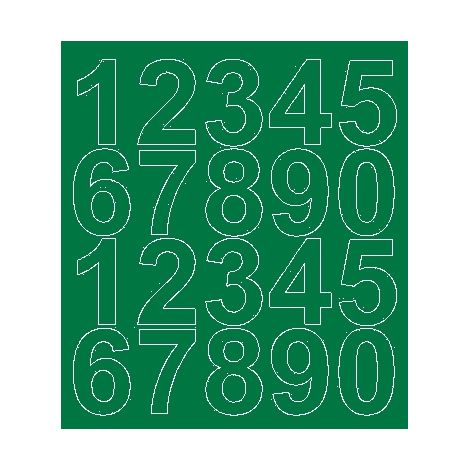 Pegatinas autoadhesivas con números de 5 cm, color verde mate. (1/2)