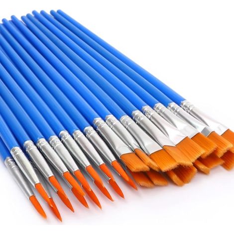 Lot de 30 petits pinceaux, pour la peinture de détail, pour la peinture de détails miniatures, bleu Mix (15 plats + 15 ronds) (1/5)