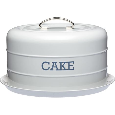 KitchenCraft Living Nostalgia Cake Tin Storage, Contenitore ermetico per torte / Cupola per torte, 28,5 x 18 cm - Grigio francese (1/4)