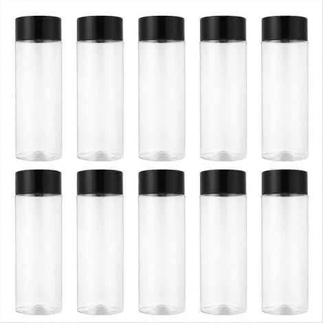 Bouteille en plastique transparente 400 ml - Lot de 10, idéale pour jus et boissons (1/5)