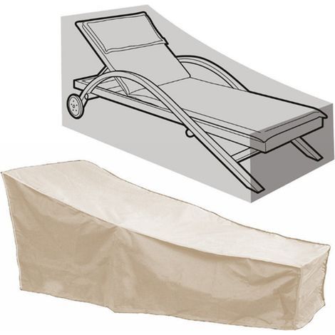 Housse de chaise longue de jardin beige, 208x76x41/79cm, tissu Oxford 210D, chaise longue de jardin beige, tissu Oxford sur meubles de balcon de jardin, empêche l'humidité, la pluie et l'exposition (1/5)