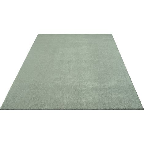 FLOORNOVO Hochflor Teppich Grün einfarbig - 150 x 80 cm - Besonders Weicher Teppich Wohnzimmer & Badezimmerteppich - Pflegeleicht - vielseitig einsetzbar im Innenbereich (1/2)