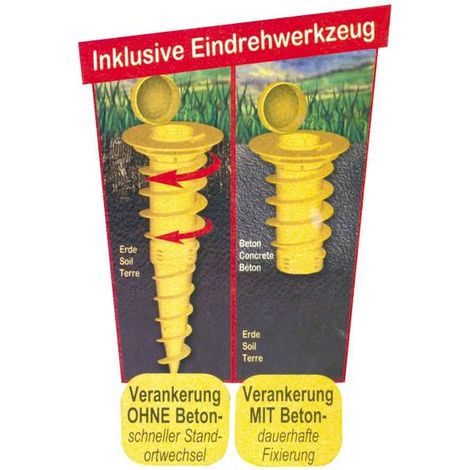 Juwel Bodenschraubanker-DUO f. Wäschespinnen, für 55, 50, 40, 32 mm Rohre