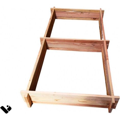 Carré potager en bois 200x100 cm – Hauteur 20 cm modulable – Bois de douglas français durable – Kit de base sans outil (1/2)