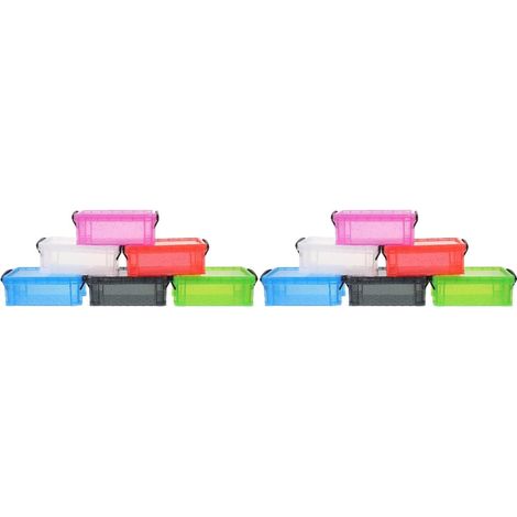 12 Pièces Boîtes de Rangement Transparentes Miniatures Empilables avec Couvercles de Conteneurs Plastiques Colorés pour Perles Bijoux Fournitures de Couture et Petits Accessoires (1/5)