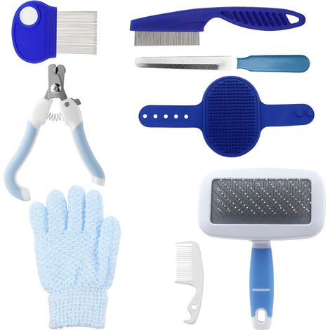 Rabbit Grooming Kit – 8 Pieces Nail Clippers Clipper File Massage Glove Bath Comb Flea Cat Puppy (1/5)