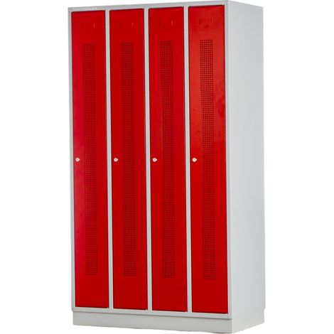 Vestiaire métallique 4 portes rouges perforées MW Tools KL40R