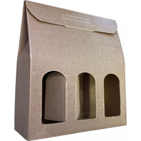 IMBALLAGGI 2000 - 5 Scatole Portabottiglie Marrone - Scatole di cartone per bottiglie di vino prosecco champagne - Confezione da 3 bottiglie - Ideali per Natale e occasioni speciali