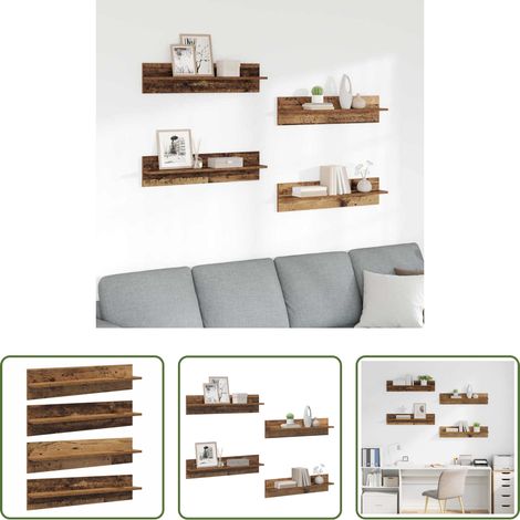 Holzregal - Wandregale 4 pcs Altholz 80 x 11,5 x 18 cm Holzwerkstoff (1/5)