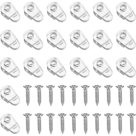 Lot de 20 clips de fixation en plastique avec vis pour porte de miroir d'armoire-2.00X1.10X0.70CM-Transparent