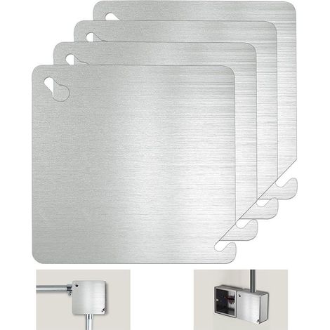 Lot de 4 Plaque de protection pour boîtier électrique en métal, 4x4 in Square Blank Cover, Metal Electrical Box Cover, Electrical Box Cover Plate, Junction Box Cover Plate, Blank Electrical Plate (1/5)