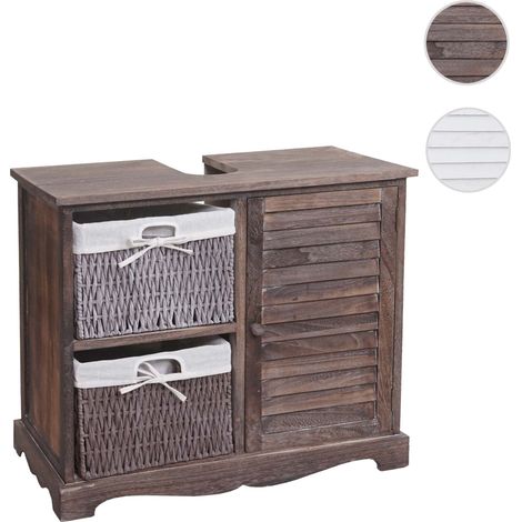 Meuble sous-vasque HWC-H20, meuble sous-vasque de salle de bain 60x65x31cm shabby blanc (1/5)