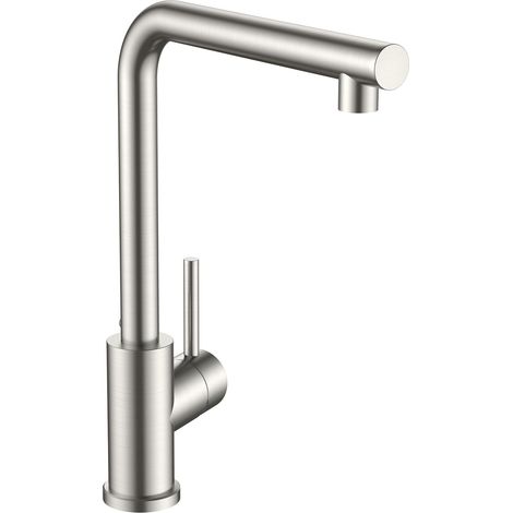 Robinet Cuisine, Mitigeur Cuisine avec Douchette Extractible, 2 Modes de Pulvérisation et Pivotante à 360°, En Forme de L Acier Inoxydable Monolevier Robinet Evier (1/5)