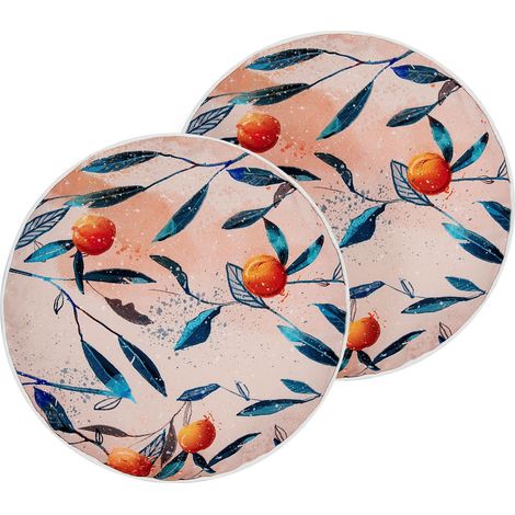 Gartenkissen 2er Set PIALPETTA Pflanzenmuster 40 x 40 cm Orange