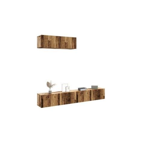 Meubles TV muraux 3 pcs vieux bois 100x30x30 bois ingénierie (1/5)