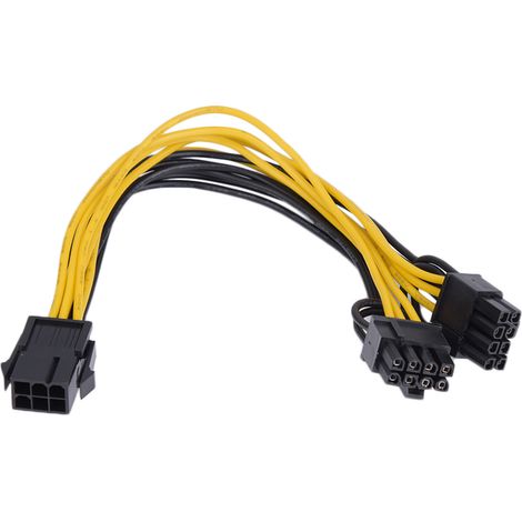 Câble d'alimentation PCI-E pour carte graphique : connecteur femelle 6 broches vers double connecteur 8 broches (6 broches + 2 broches) ou connecteur mâle 6 broches à 2 ports
