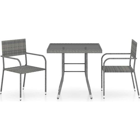 Ensemble repas de jardin 3 pcs Contemporain, Jeu à dîner de jardin Résine tressée Anthracite et gris OIB1441E (1/5)