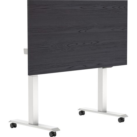 Bureau mobile, pliable et réglage électrique- 180x80 cm - Structure blanche - Chêne foncé