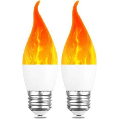 Ampoule à Flamme LED, 2W E27 Ampoule à Effet de Flamme, Ampoule à Lumière Vacillante, 3 Modes D'éclairage, Lampes D'ambiance Décoratives (2 Pcs) (1/5)