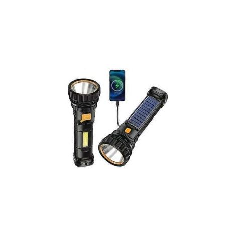 Torcia a LED solare Crezuo, ricaricabile da 1200 mAh, con caricatore USB, impermeabile IPX4, 3 modalità di illuminazione per uso domestico.