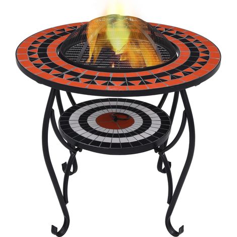 vidaXL Mosaic Fire Pit Table Terracotta and White 68 cm Ceramic (1/5)