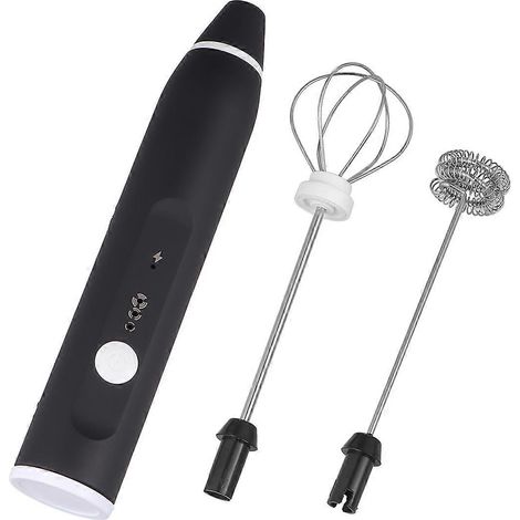 fouet à œufs 2 en 1 rechargeable USB, mélangeur à œufs, mélangeur à œufs, machine à lait à 3 niveaux, mousseur à lait (noir)-7.5X3X3CM-Black