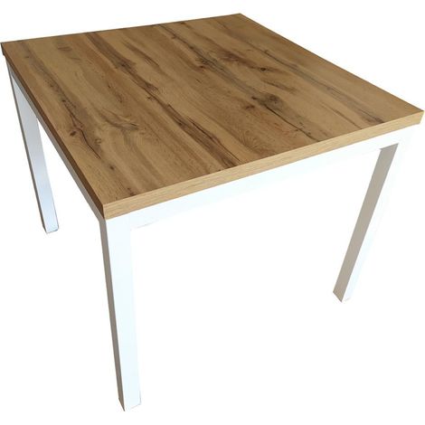 Tavolo da cucina moderno con gambe in metallo bianche 90x90 allungabile a libro (1/5)