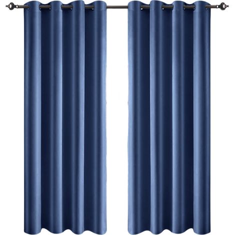 Rideaux occultants, idéaux pour la chambre, à œillets, isolants thermiques et phoniques, pour le salon (lot de 2), dimensions : 132 x 160 cm (largeur x longueur).