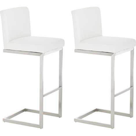 Ensemble de 2 tabourets de bar Paros en similicuir Blanc (1/7)